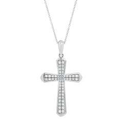 1 Carat Sterling Silver Lab Grown Cross Diamond Pendant Necklace  | Ashley Stewart