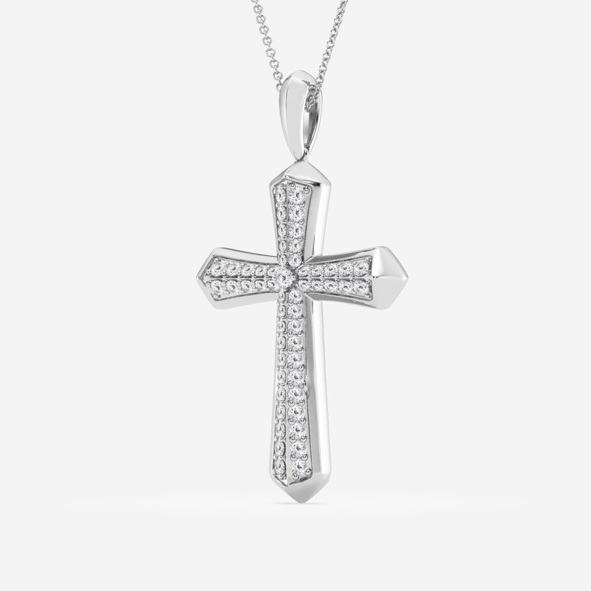 1 Carat Sterling Silver Lab Grown Cross Diamond Pendant Necklace  | Ashley Stewart
