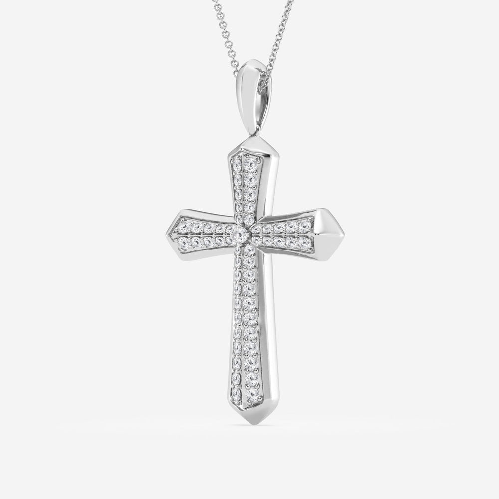 1 Carat Sterling Silver Lab Grown Cross Diamond Pendant Necklace  | Ashley Stewart