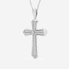1 Carat Sterling Silver Lab Grown Cross Diamond Pendant Necklace  | Ashley Stewart
