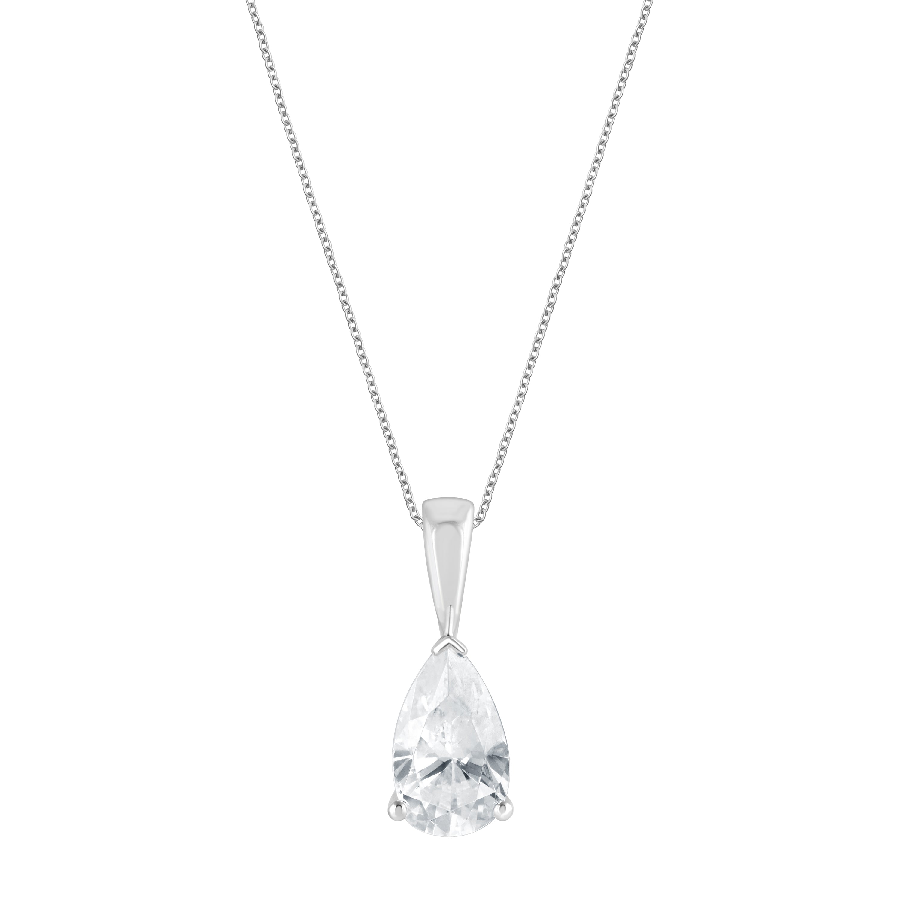 1 Carat Lab Grown Solitaire Pear Cut Diamond Pendant Necklace  | Ashley Stewart