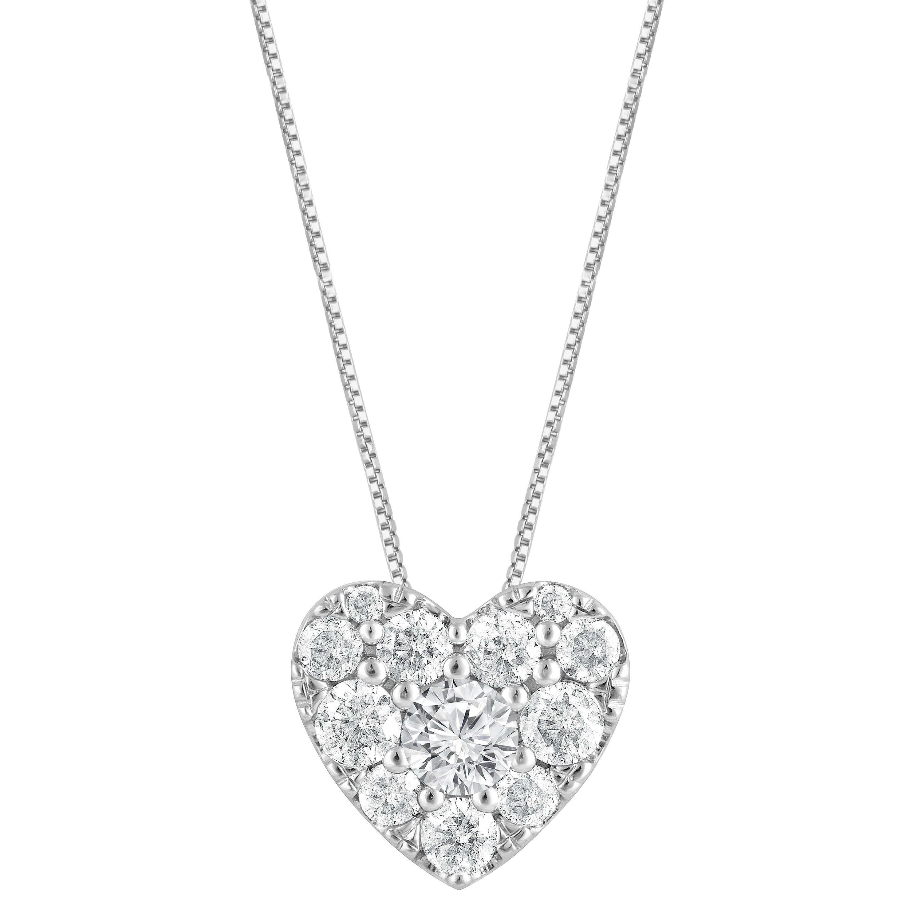 0.50 Carat Lab Grown Diamond Heart Pendant Necklace In Sterling Silver  | Ashley Stewart