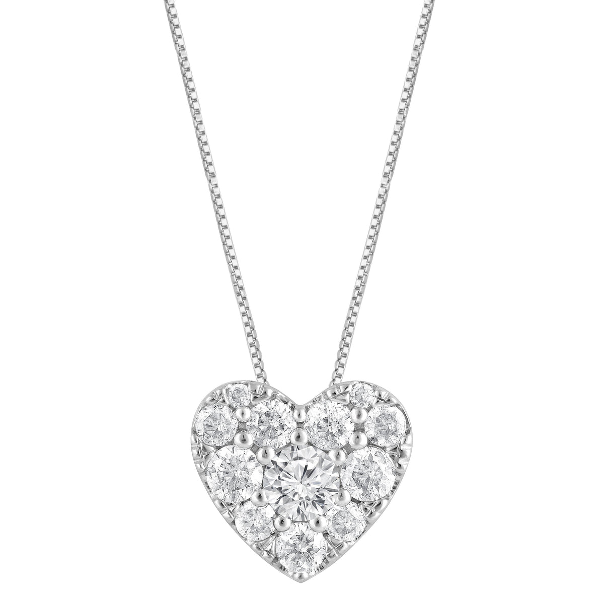 0.50 Carat Lab Grown Diamond Heart Pendant Necklace In Sterling Silver  | Ashley Stewart