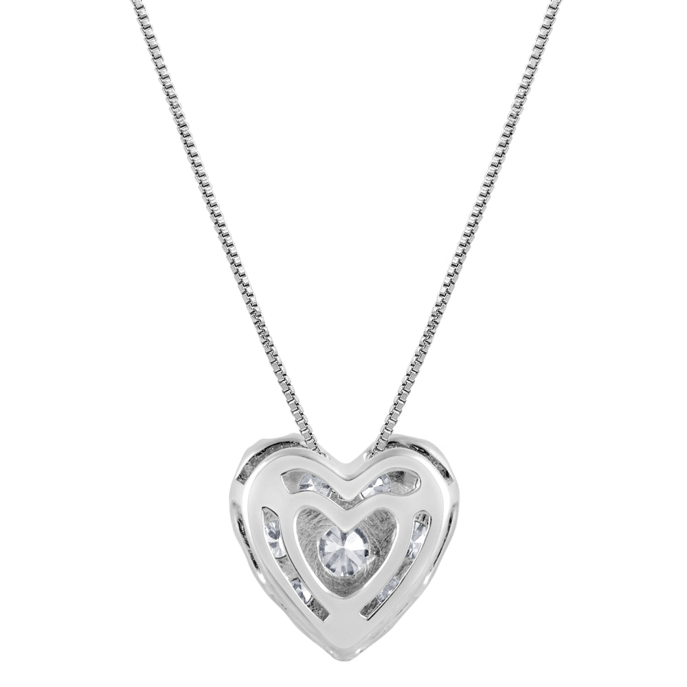 0.50 Carat Lab Grown Diamond Heart Pendant Necklace In Sterling Silver  | Ashley Stewart