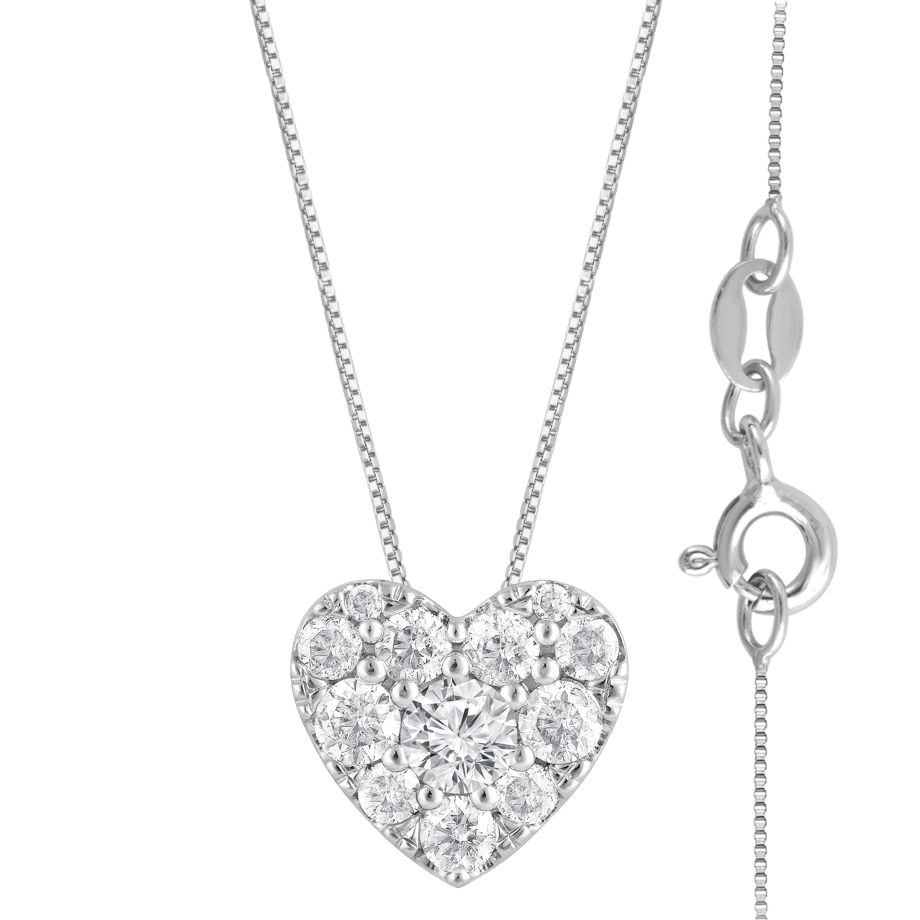 0.50 Carat Lab Grown Diamond Heart Pendant Necklace In Sterling Silver  | Ashley Stewart