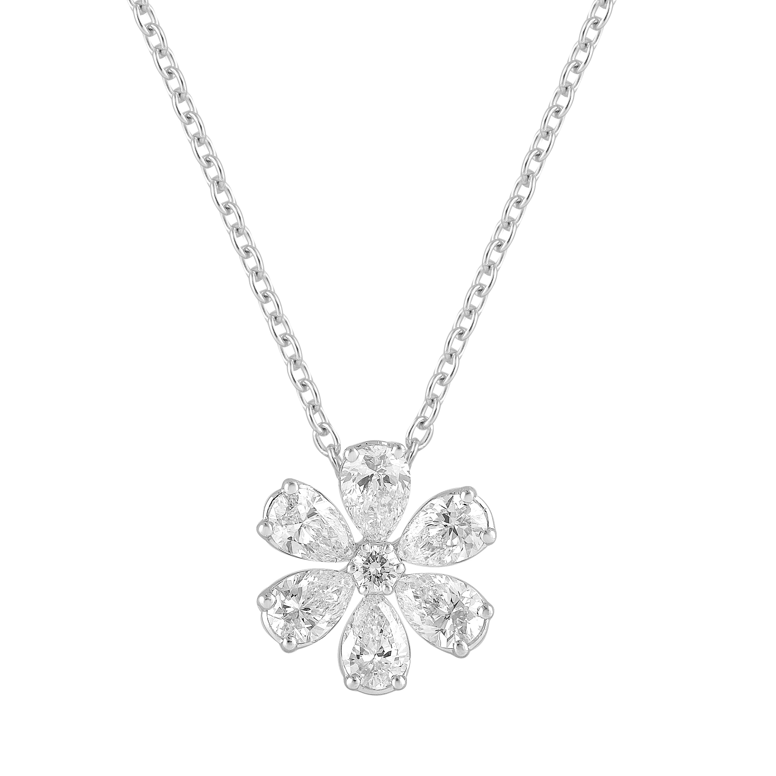 1 Carat Lab Grown Floral Diamond Pendant Necklace In Sterling Silver  | Ashley Stewart