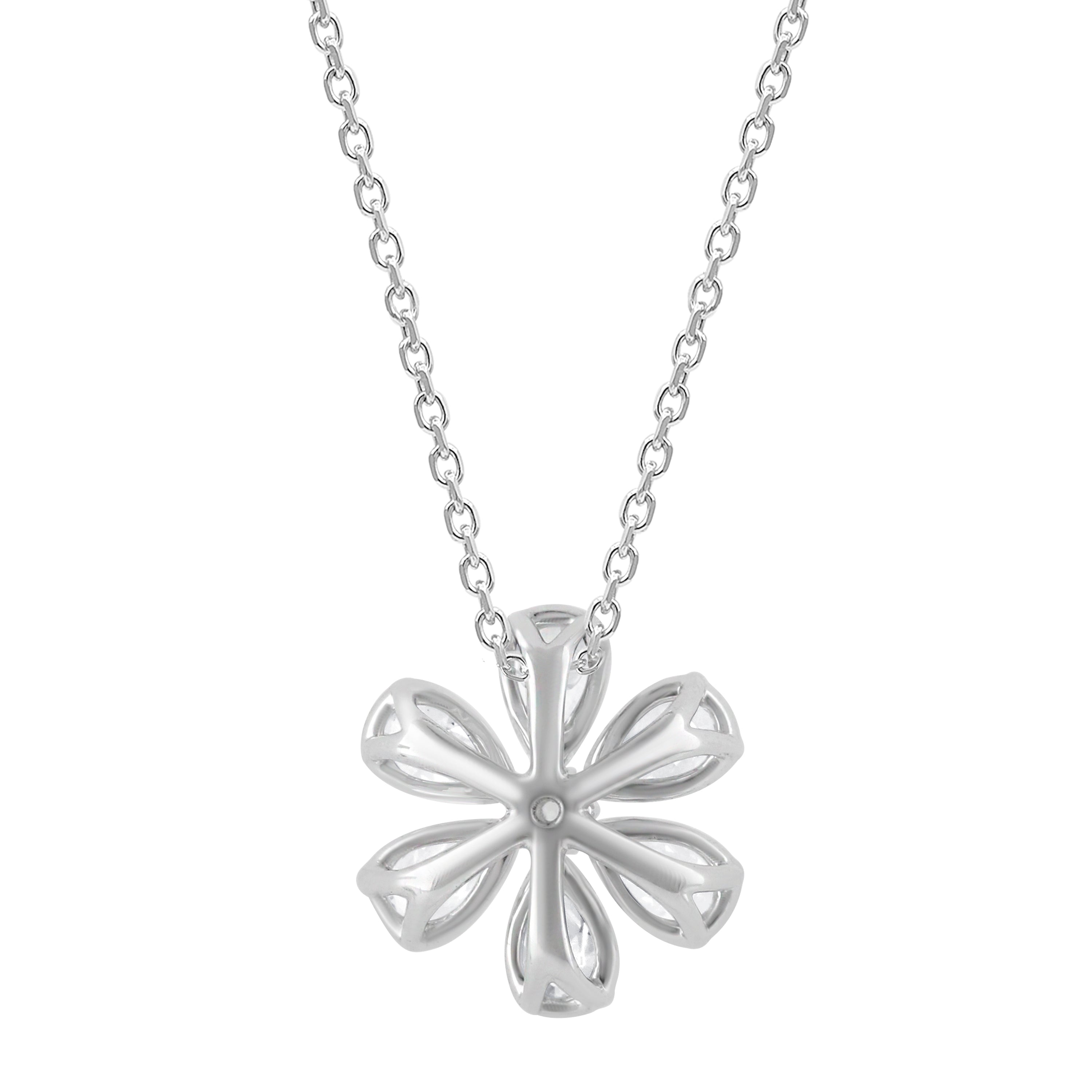 1 Carat Lab Grown Floral Diamond Pendant Necklace In Sterling Silver  | Ashley Stewart