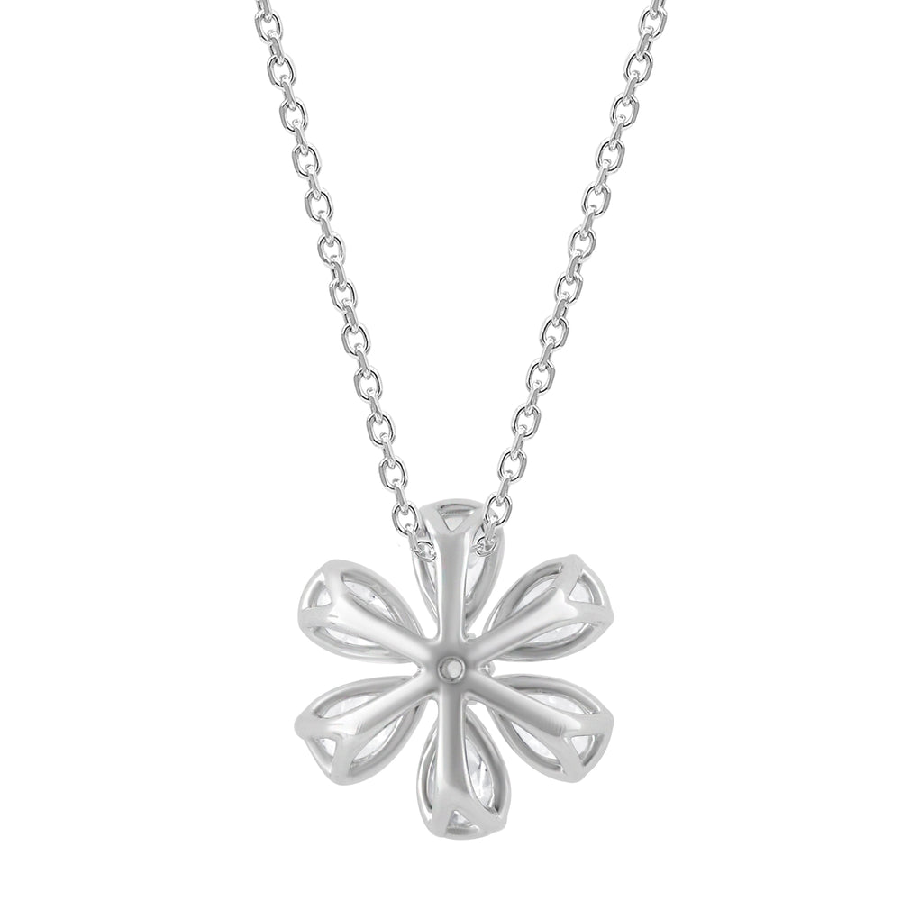 1 Carat Lab Grown Floral Diamond Pendant Necklace In Sterling Silver  | Ashley Stewart