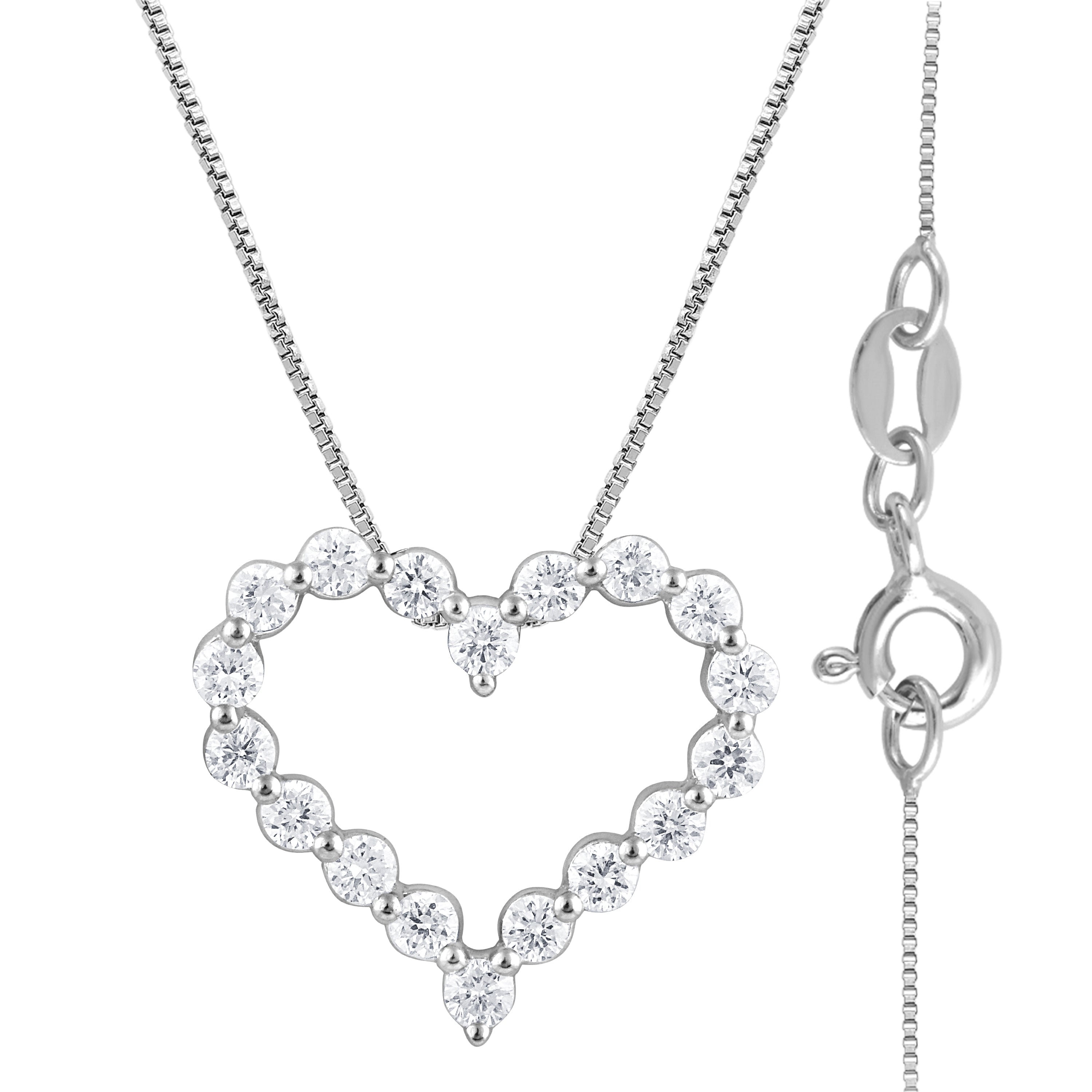 0.25 Carat Heart Lab Grown Diamond Pendant Necklace In Sterling Silver  | Ashley Stewart