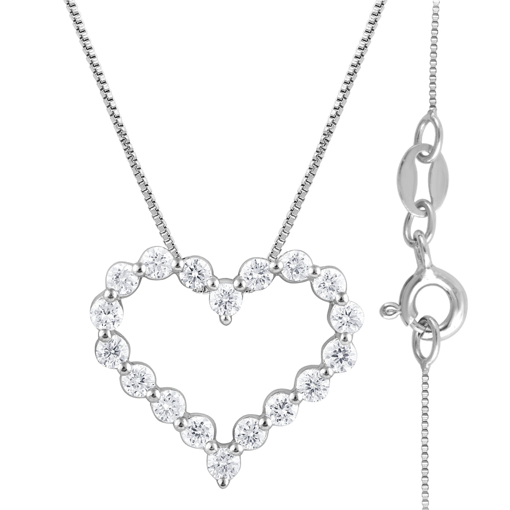 0.25 Carat Heart Lab Grown Diamond Pendant Necklace In Sterling Silver  | Ashley Stewart