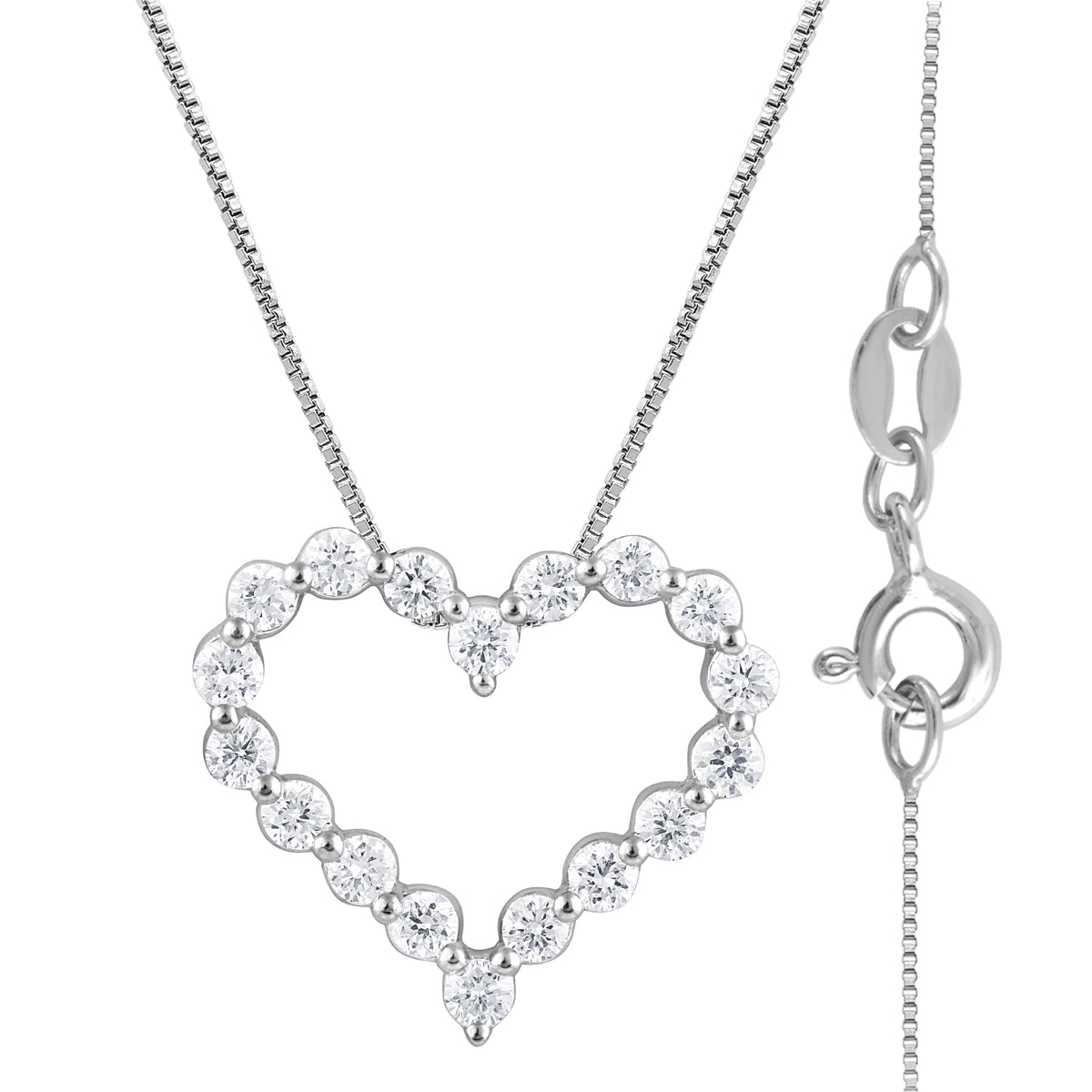 0.25 Carat Heart Lab Grown Diamond Pendant Necklace In Sterling Silver  | Ashley Stewart
