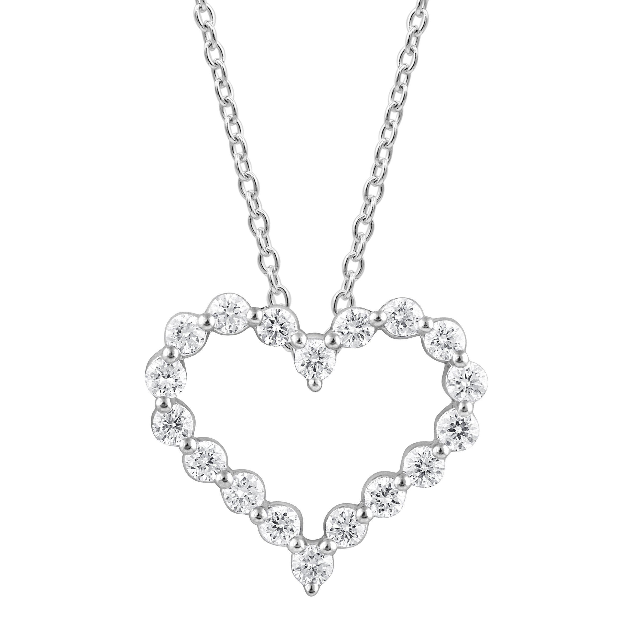 0.25 Carat Heart Lab Grown Diamond Pendant Necklace In Sterling Silver  | Ashley Stewart
