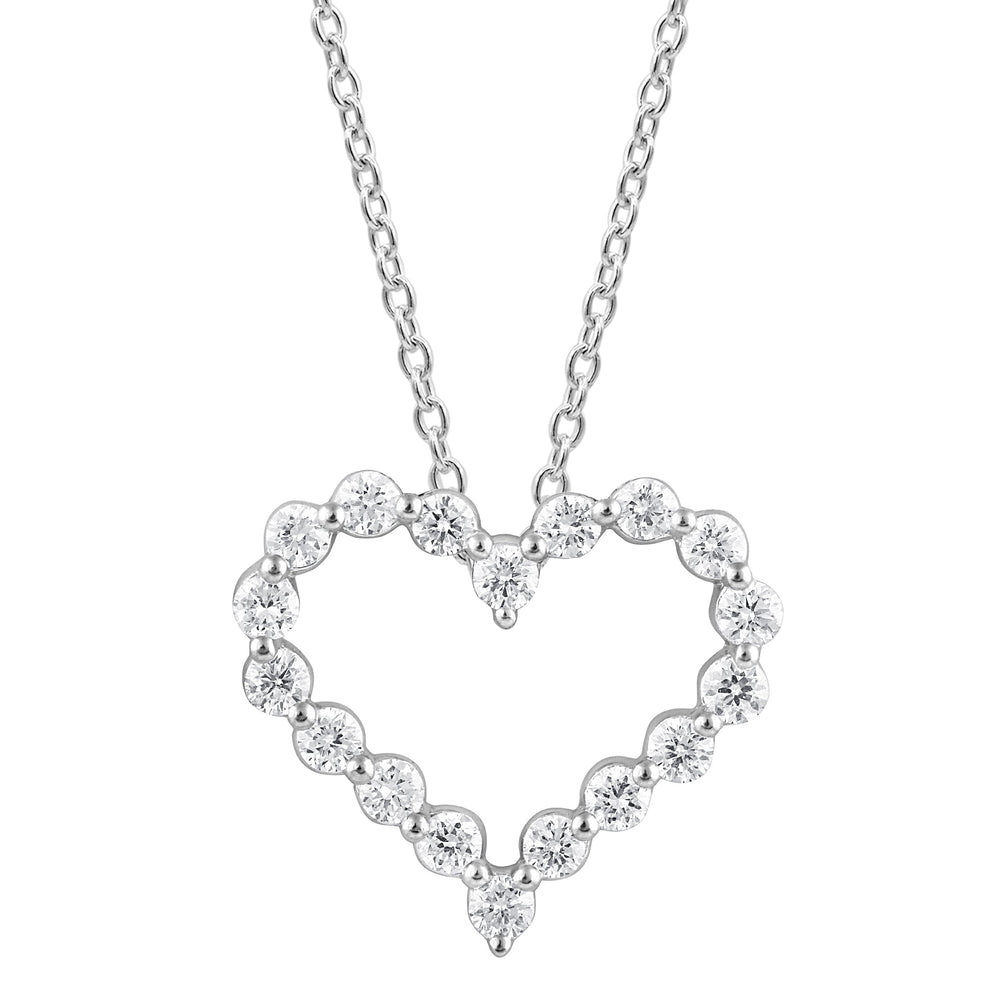 0.25 Carat Heart Lab Grown Diamond Pendant Necklace In Sterling Silver  | Ashley Stewart