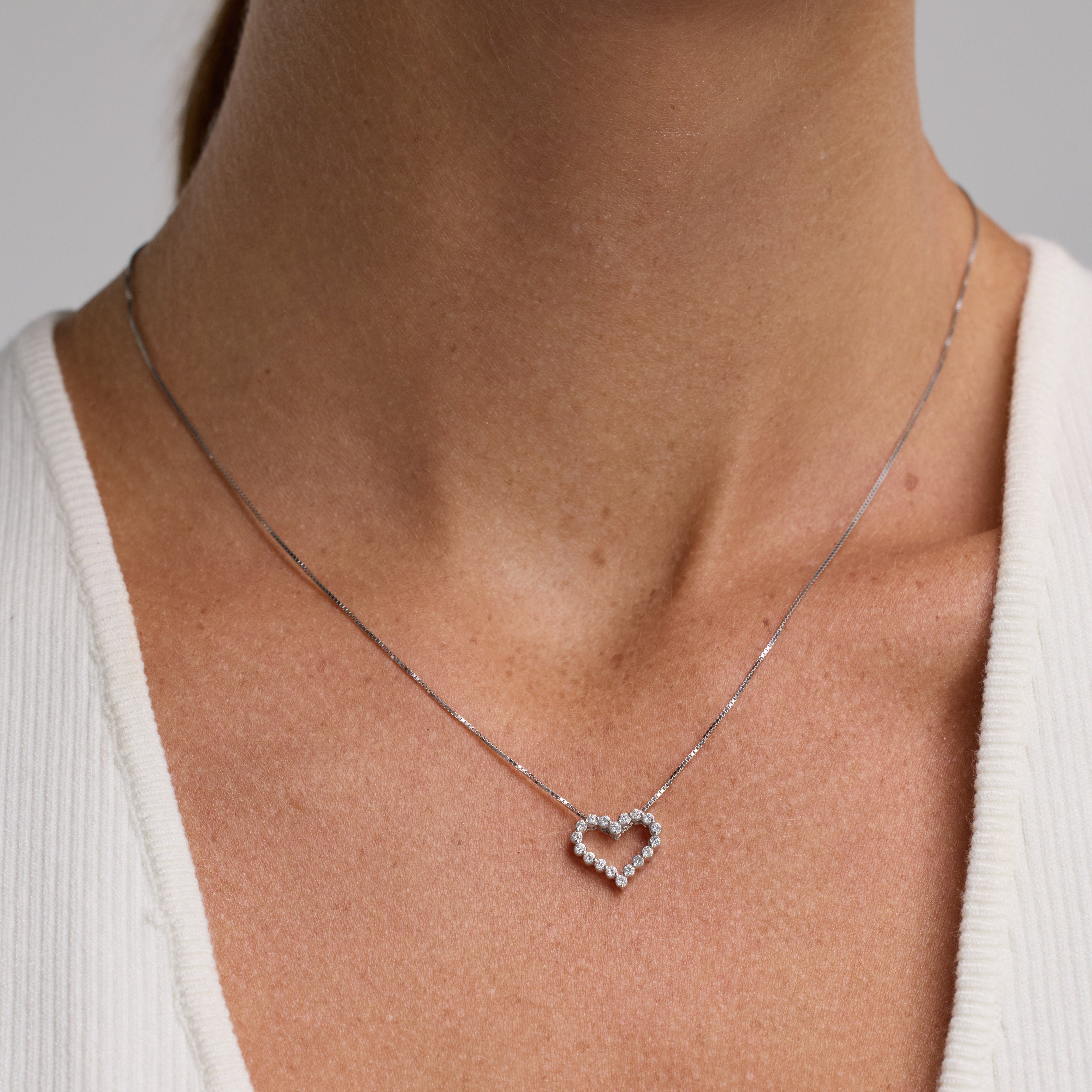 0.25 Carat Heart Lab Grown Diamond Pendant Necklace In Sterling Silver  | Ashley Stewart