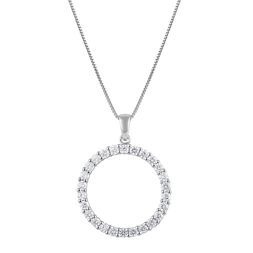 0.33 Carat Lab Grown Diamond Circle Of Life Pendant Necklace in Sterli  | Ashley Stewart