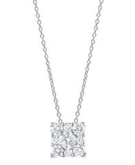 1 Carat Lab Grown Square Cluster Diamond Pendant Necklace In Sterling   | Ashley Stewart