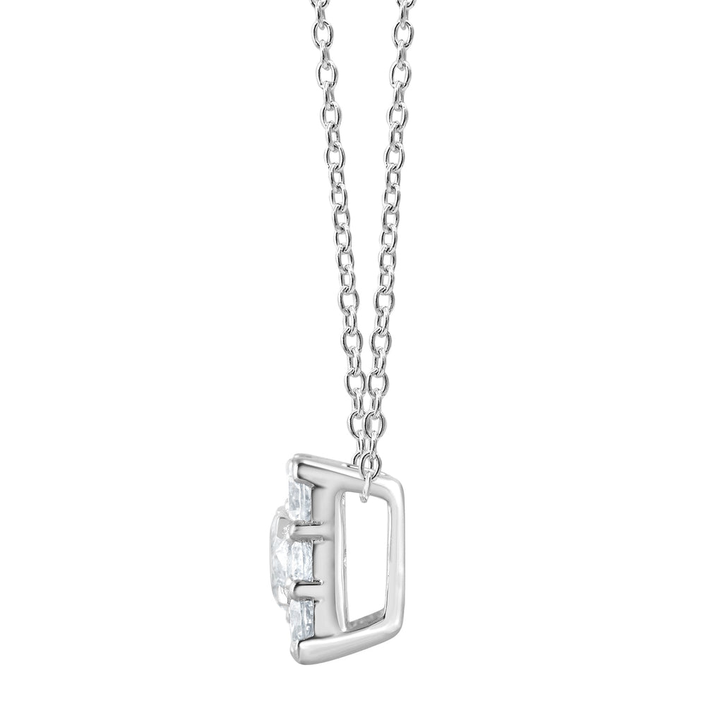 1 Carat Lab Grown Square Cluster Diamond Pendant Necklace In Sterling   | Ashley Stewart