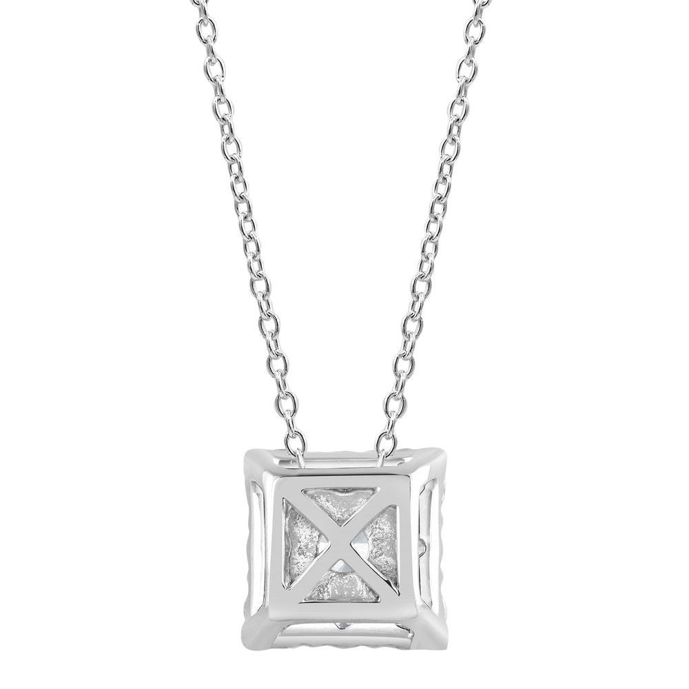 1 Carat Lab Grown Square Cluster Diamond Pendant Necklace In Sterling   | Ashley Stewart