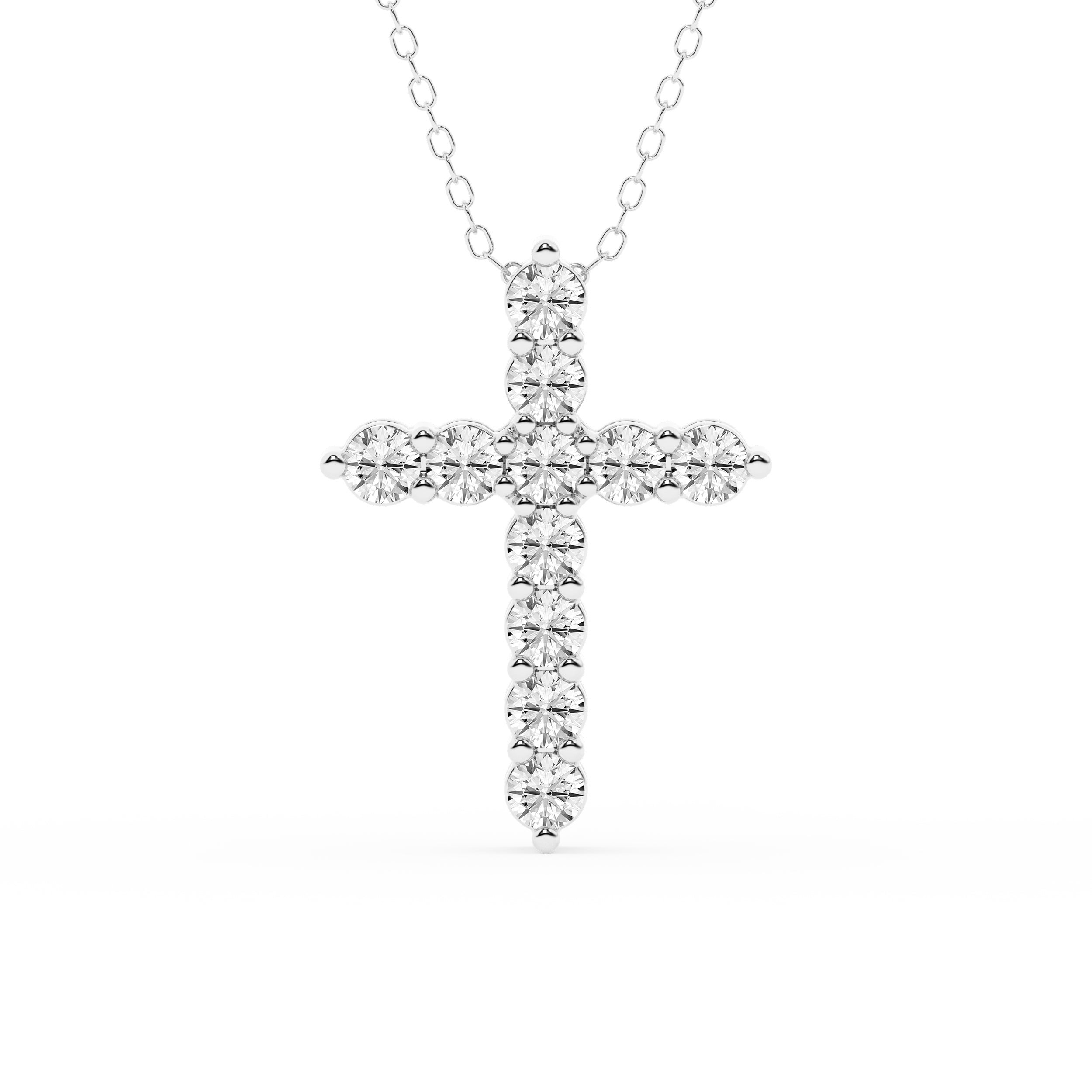1 Carat Round Lab Grown Diamond Cross Pendant Necklace White | Ashley Stewart