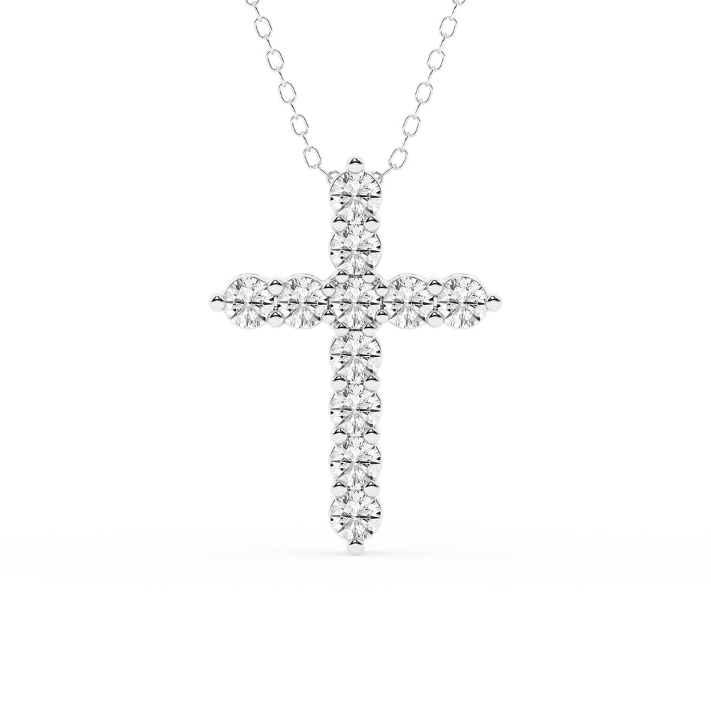 1 Carat Round Lab Grown Diamond Cross Pendant Necklace White | Ashley Stewart