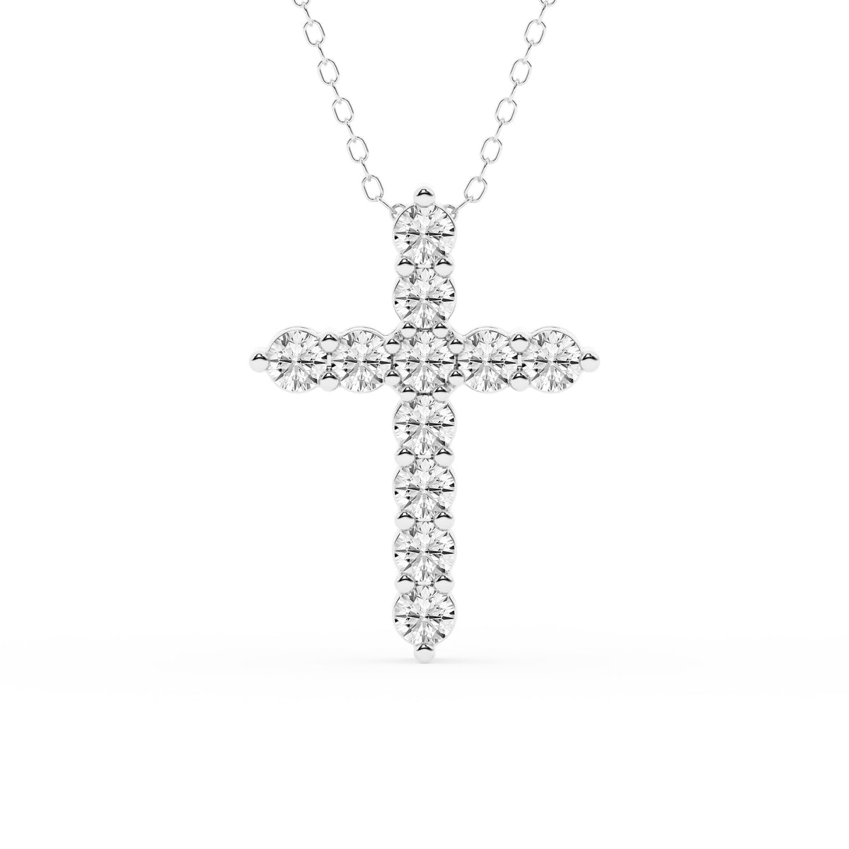 1 Carat Round Lab Grown Diamond Cross Pendant Necklace White | Ashley Stewart