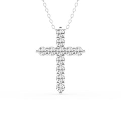 1 Carat Round Lab Grown Diamond Cross Pendant Necklace White | Ashley Stewart