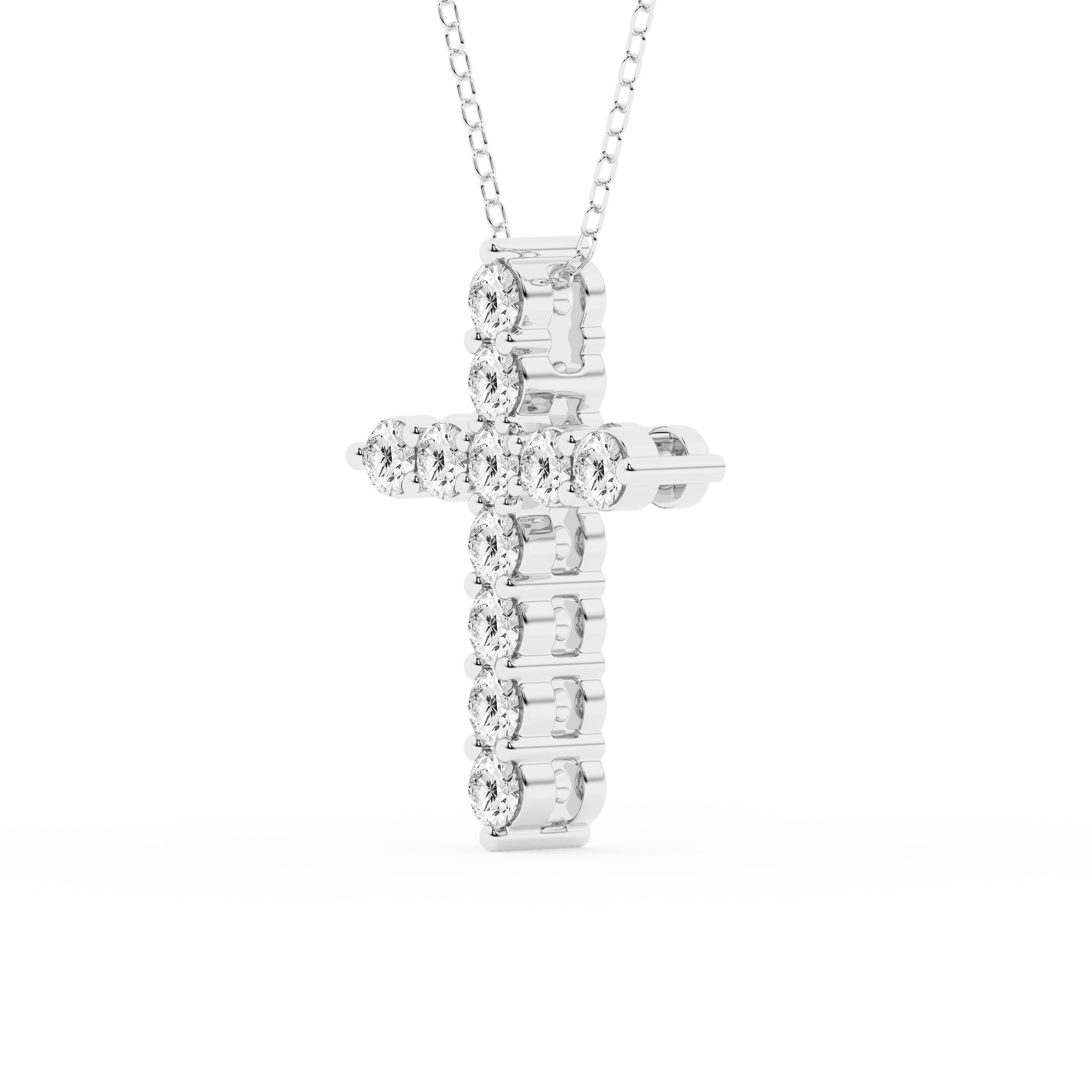 1 Carat Round Lab Grown Diamond Cross Pendant Necklace White | Ashley Stewart