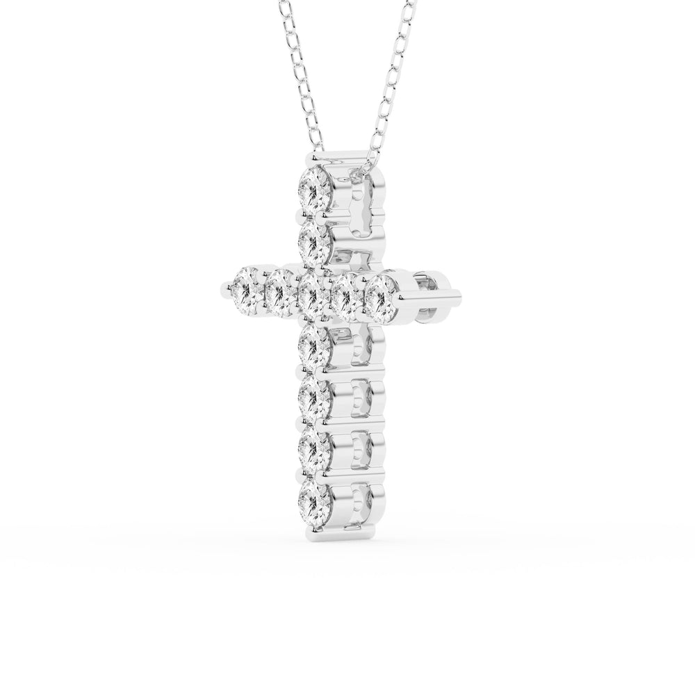 1 Carat Round Lab Grown Diamond Cross Pendant Necklace White | Ashley Stewart