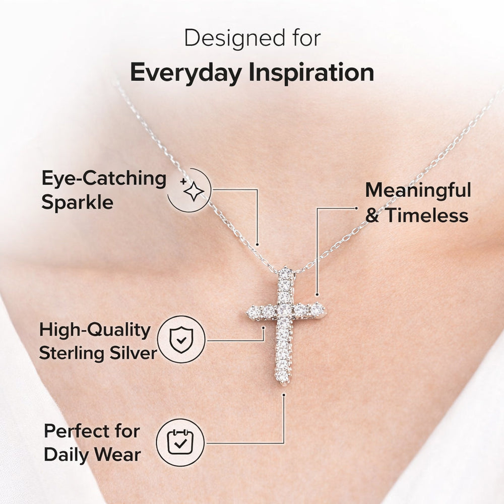 1 Carat Round Lab Grown Diamond Cross Pendant Necklace White | Ashley Stewart