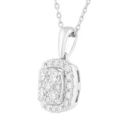 1 Carat Lab Grown Sterling Silver Halo Diamond Pendant Necklace  | Ashley Stewart