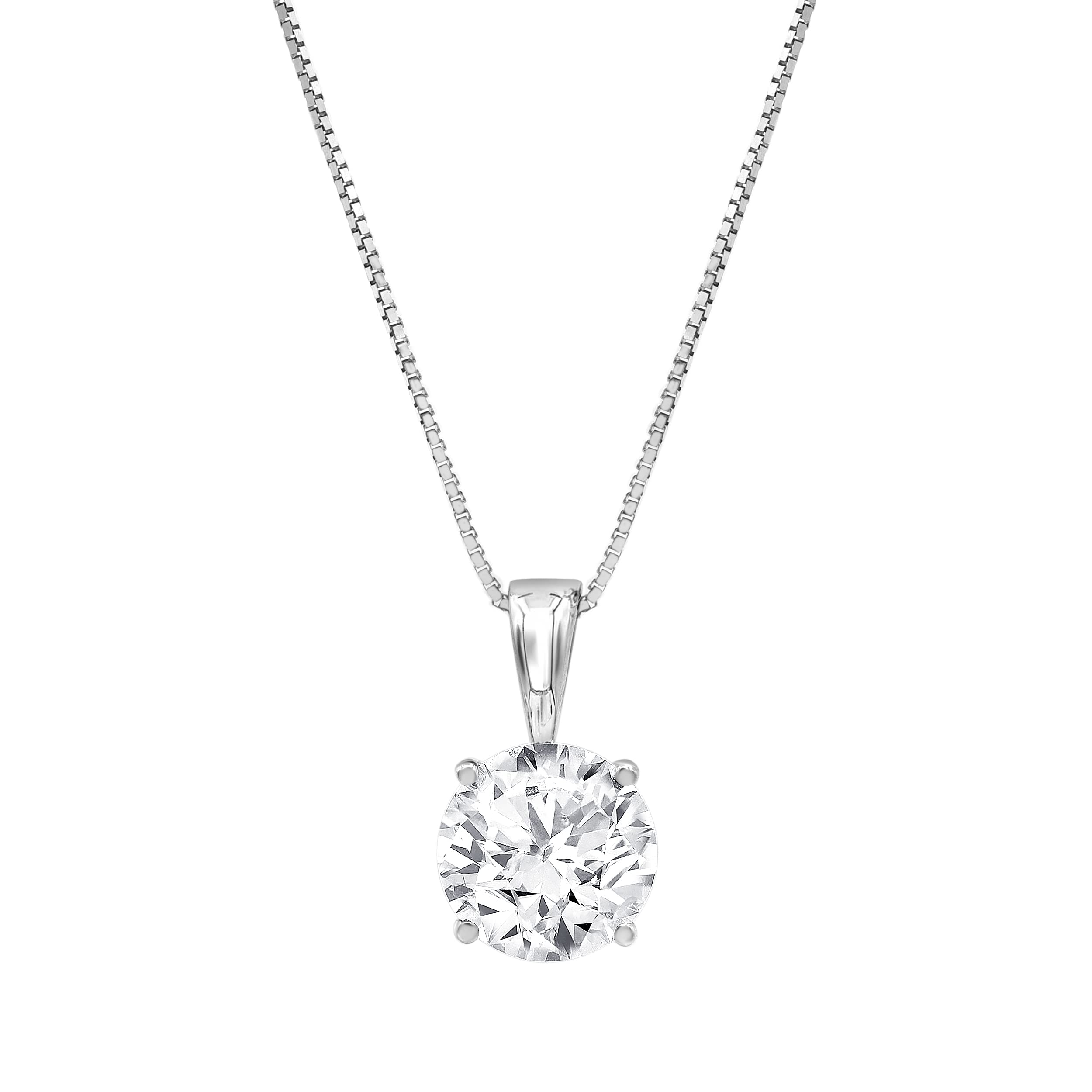 0.75 Carat Lab Grown Round Solitaire Diamond Pendant Necklace In Sterl  | Ashley Stewart
