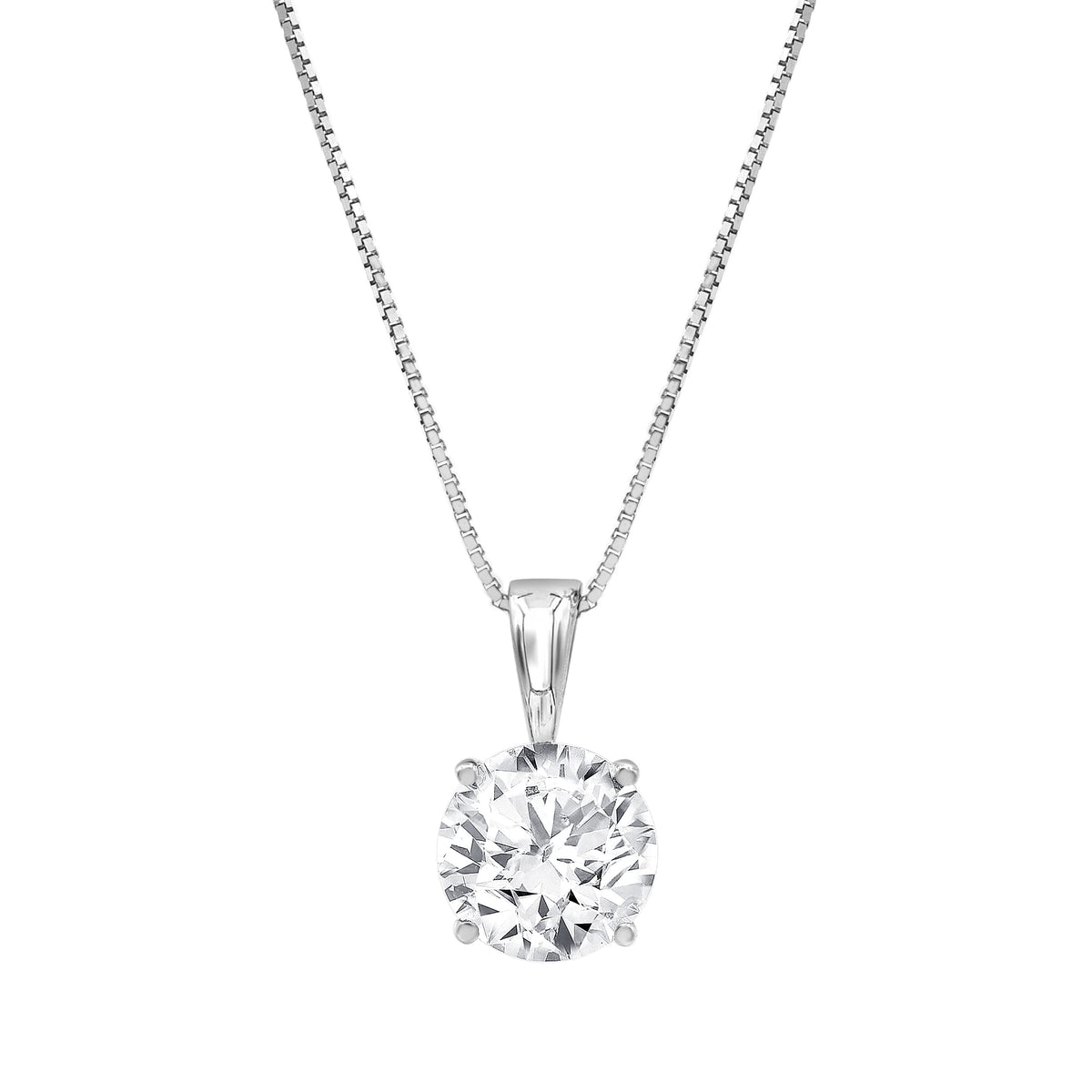 0.75 Carat Lab Grown Round Solitaire Diamond Pendant Necklace In Sterl  | Ashley Stewart