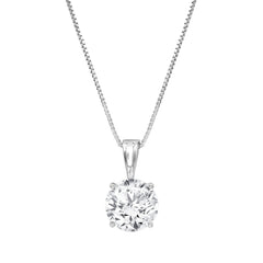 0.75 Carat Lab Grown Round Solitaire Diamond Pendant Necklace In Sterl  | Ashley Stewart