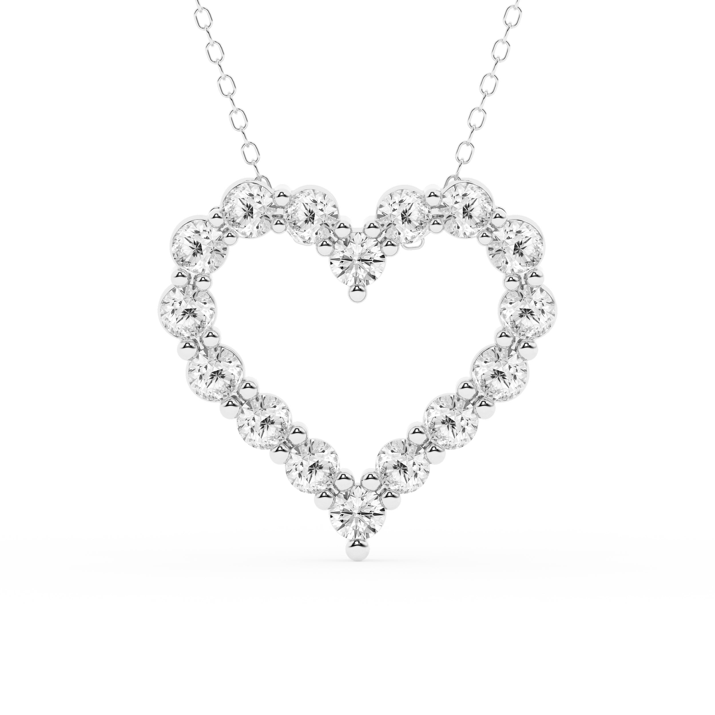 2 Carat Round Lab Grown Diamond Heart Pendant Necklace In Sterling Sil White | Ashley Stewart