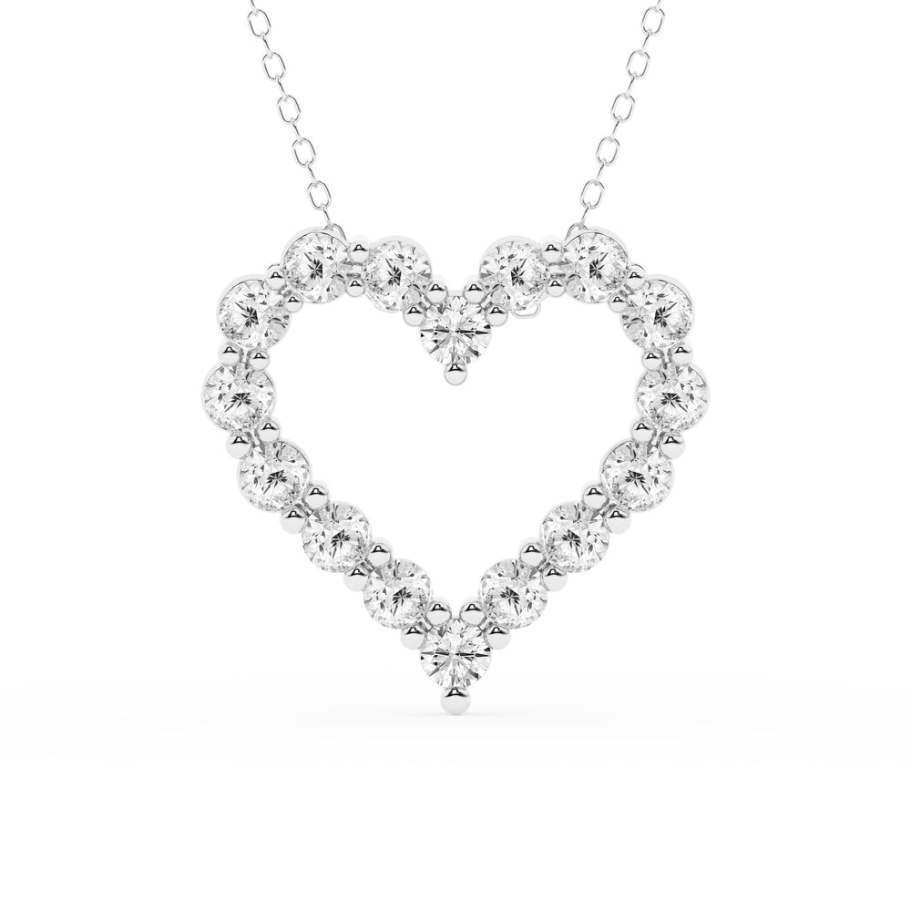 2 Carat Round Lab Grown Diamond Heart Pendant Necklace In Sterling Sil White | Ashley Stewart