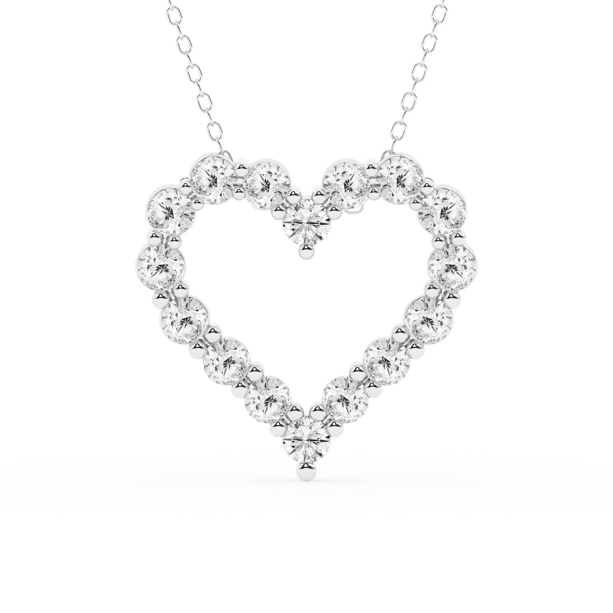2 Carat Round Lab Grown Diamond Heart Pendant Necklace In Sterling Sil White | Ashley Stewart