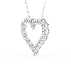2 Carat Round Lab Grown Diamond Heart Pendant Necklace In Sterling Sil White | Ashley Stewart