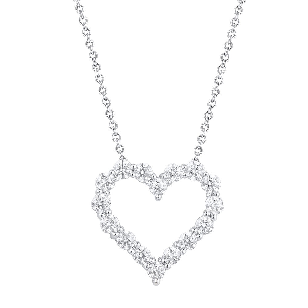 2 Carat Round Lab Grown Diamond Heart Pendant Necklace In Sterling Sil White | Ashley Stewart