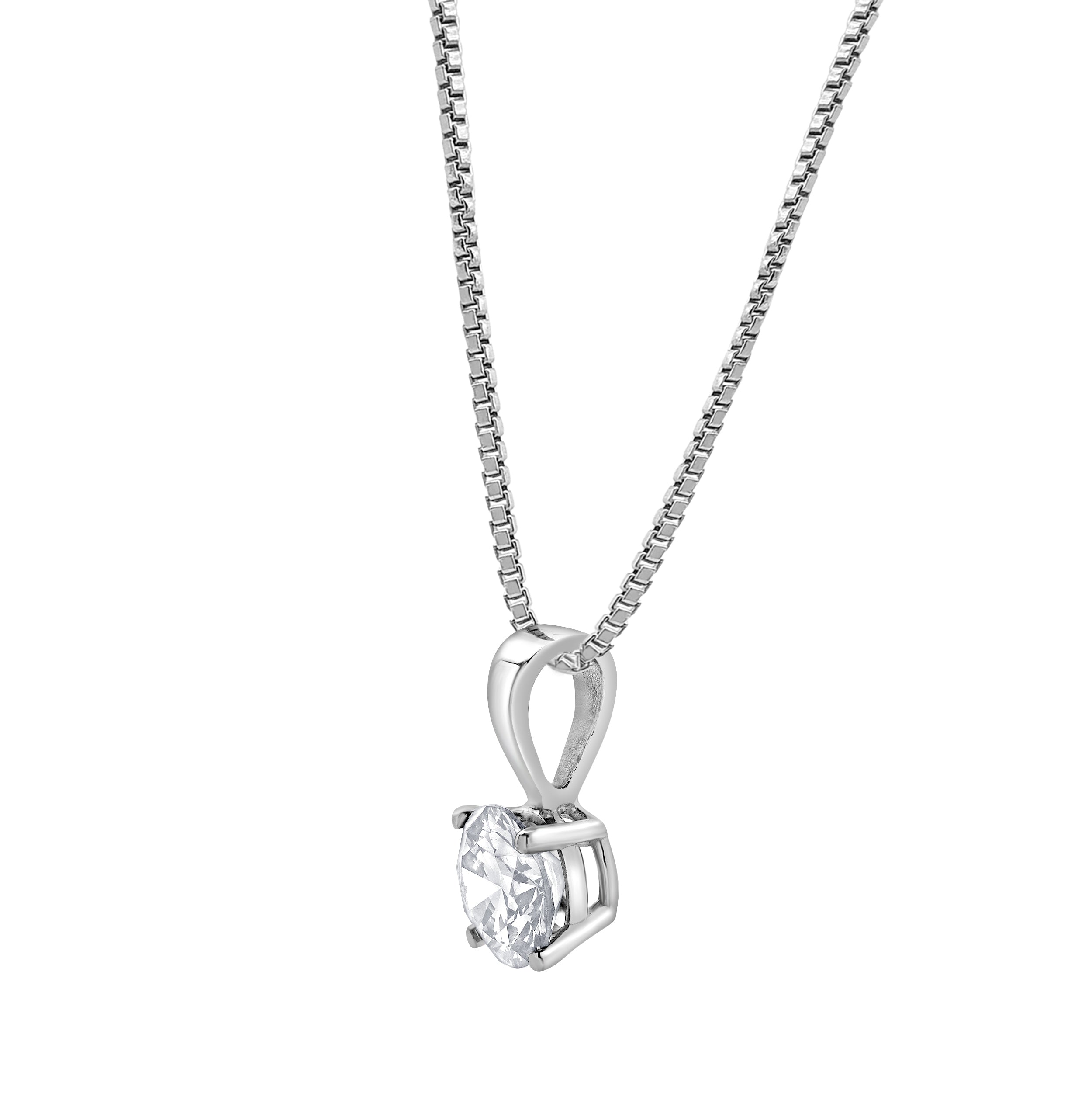 0.60 Carat Lab Grown Round Solitaire Diamond Pendant Necklace In Sterl  | Ashley Stewart