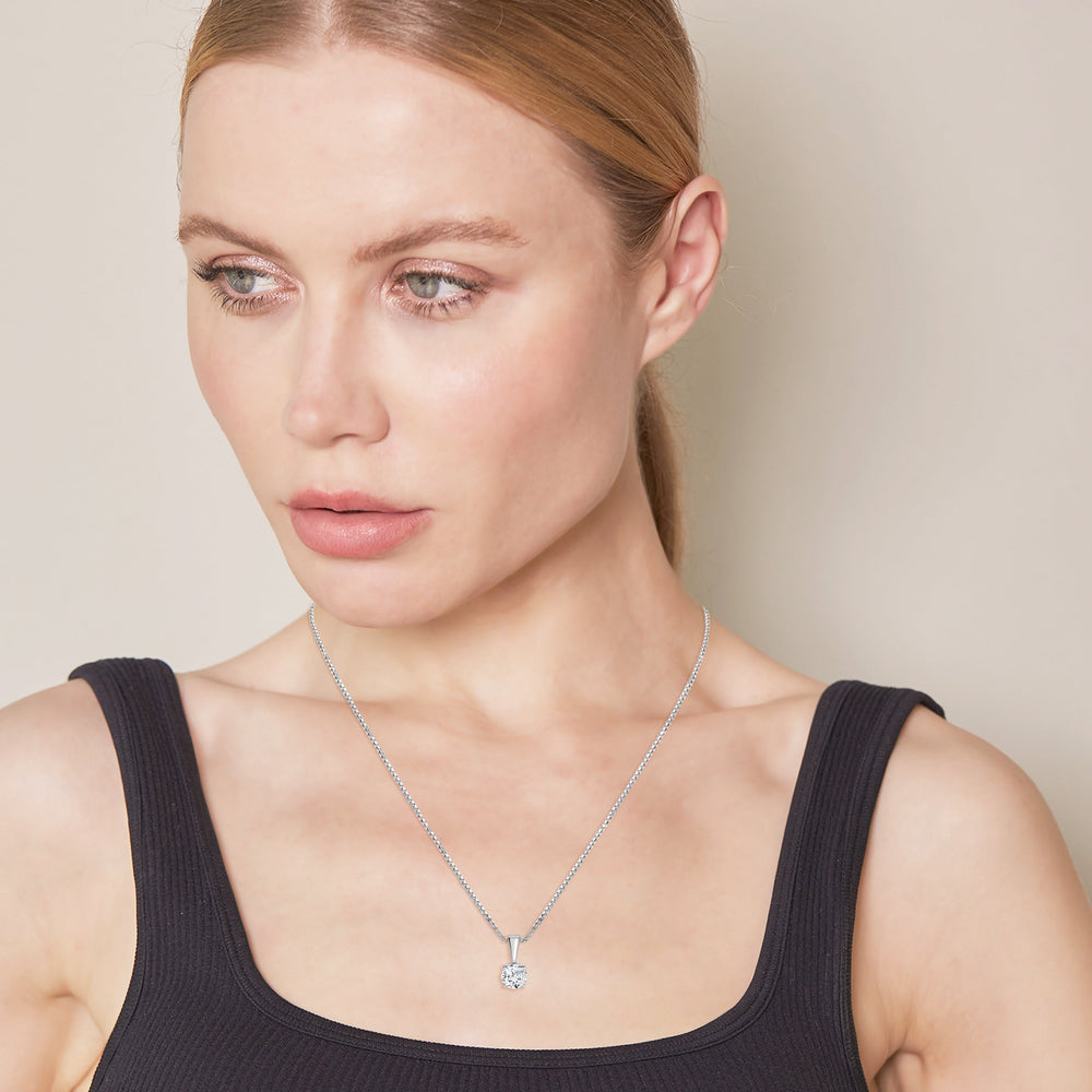 0.60 Carat Lab Grown Round Solitaire Diamond Pendant Necklace In Sterl  | Ashley Stewart