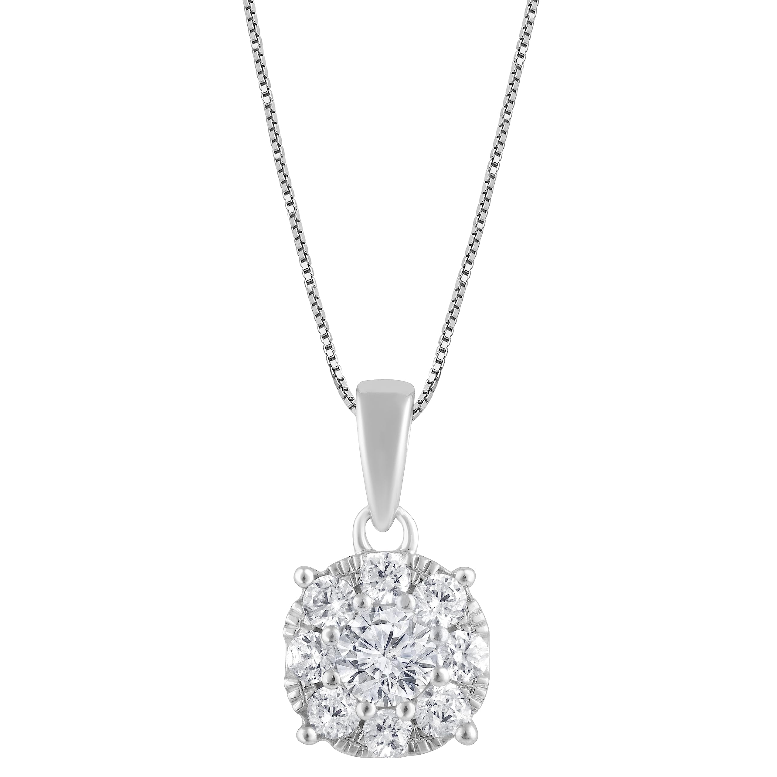 0.50 Carat Lab Grown Round Cluster Diamond Pendant Sterling Silver Nec  | Ashley Stewart