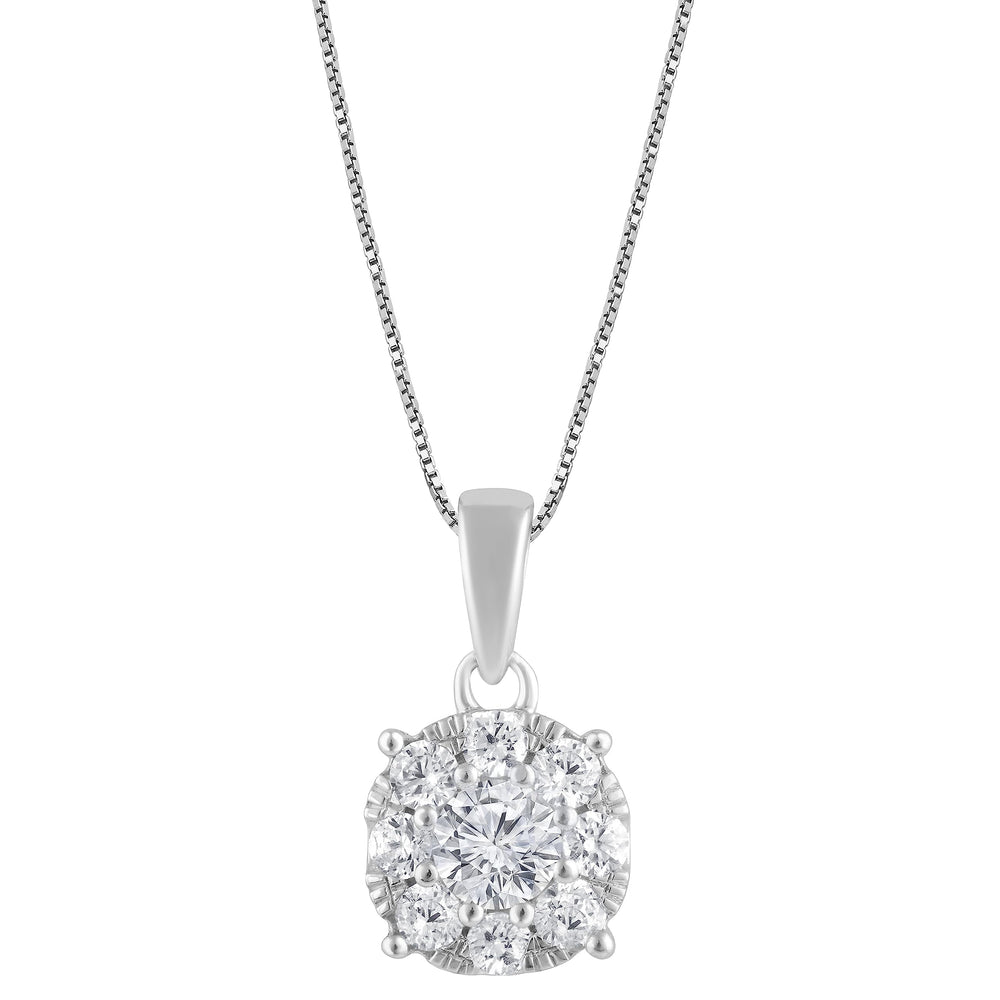 0.50 Carat Lab Grown Round Cluster Diamond Pendant Sterling Silver Nec  | Ashley Stewart