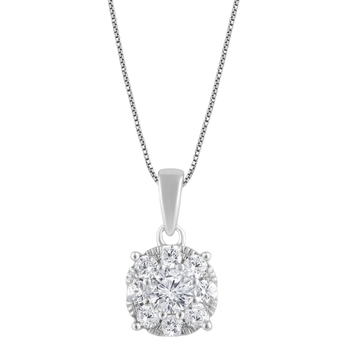 0.50 Carat Lab Grown Round Cluster Diamond Pendant Sterling Silver Nec  | Ashley Stewart