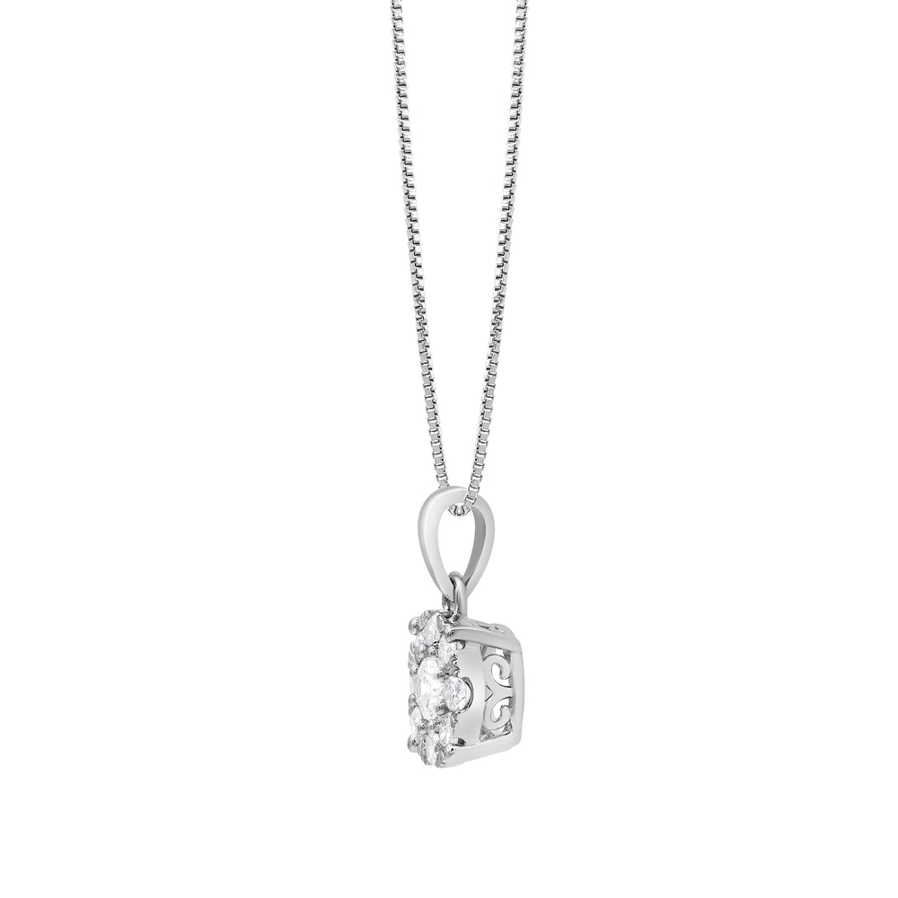0.50 Carat Lab Grown Round Cluster Diamond Pendant Sterling Silver Nec  | Ashley Stewart