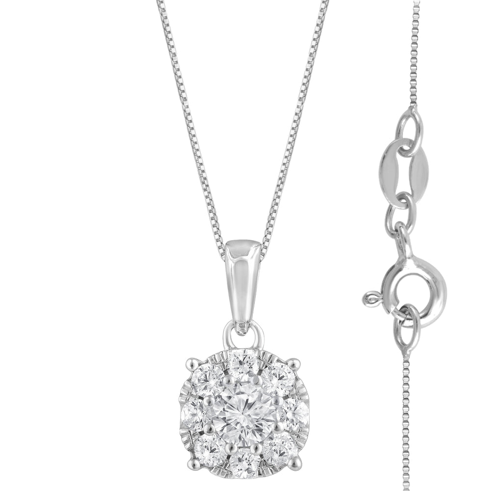 0.50 Carat Lab Grown Round Cluster Diamond Pendant Sterling Silver Nec  | Ashley Stewart