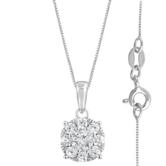 0.50 Carat Lab Grown Round Cluster Diamond Pendant Sterling Silver Nec  | Ashley Stewart