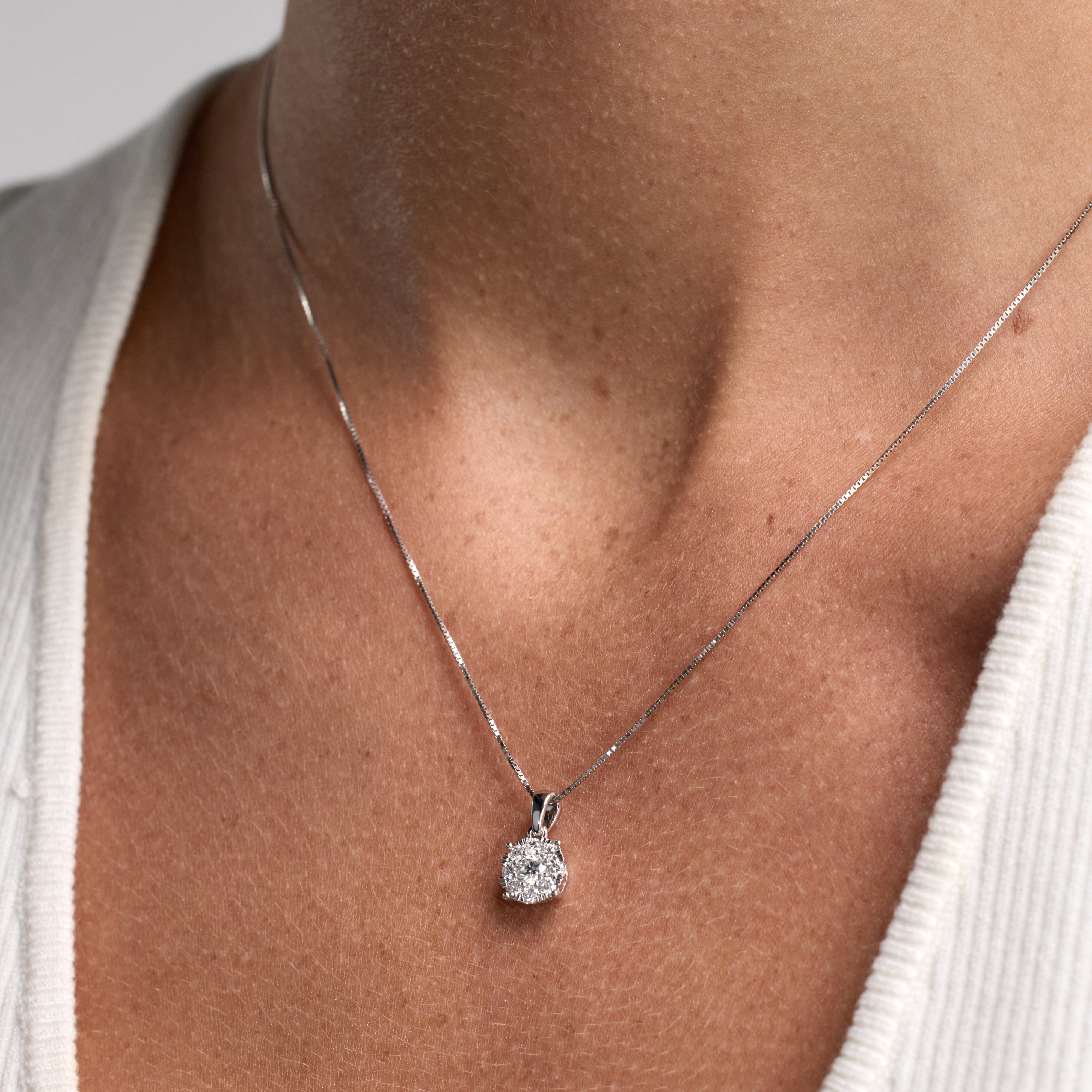 0.50 Carat Lab Grown Round Cluster Diamond Pendant Sterling Silver Nec  | Ashley Stewart