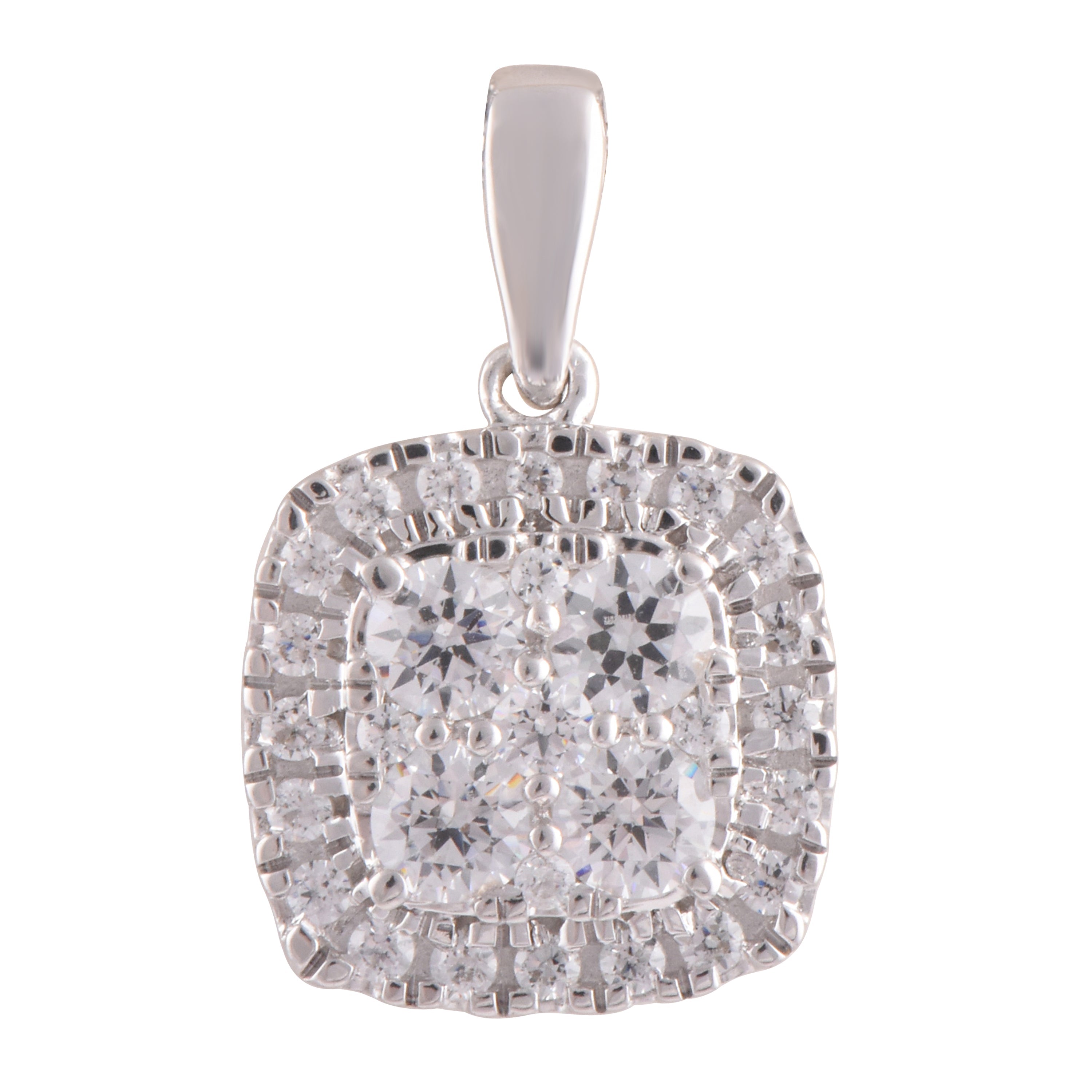 0.50 Carat Lab Grown Round Halo Diamond Pendant Necklace In Sterling S  | Ashley Stewart