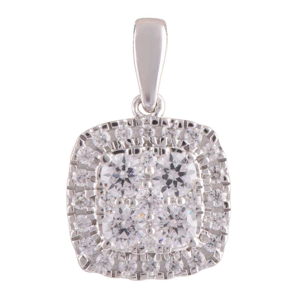 0.50 Carat Lab Grown Round Halo Diamond Pendant Necklace In Sterling S  | Ashley Stewart