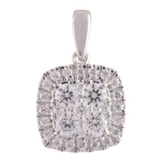 0.50 Carat Lab Grown Round Halo Diamond Pendant Necklace In Sterling S  | Ashley Stewart